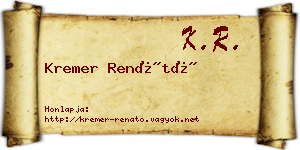 Kremer Renátó névjegykártya